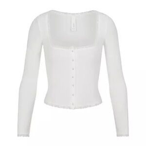 ✨Memorial day sale✨ NWT SKIMS Soft Lounge Lace Cardigan, XS, Marble